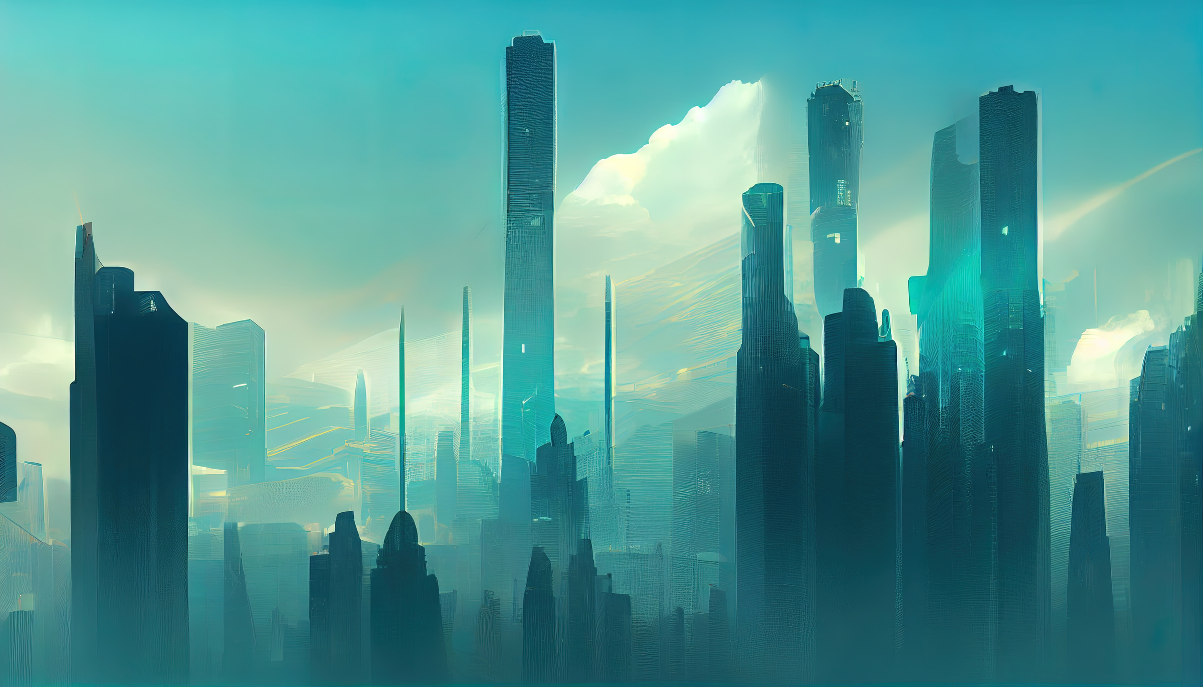 Cyberpunk futuristic city - digital illustration.